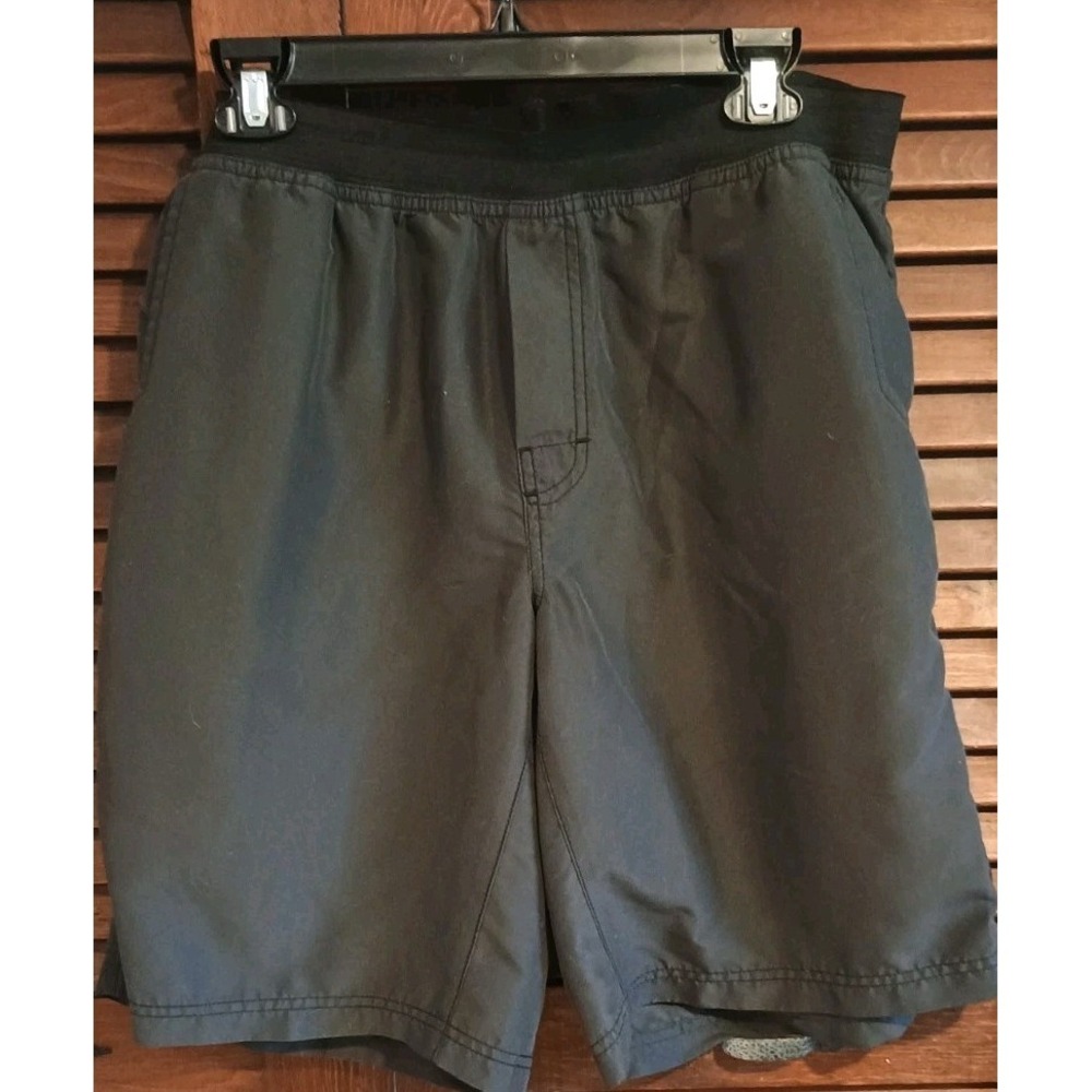 Prana Breathe Mens MOJO Elastic‎ Waist Shorts Large L Black Poly Hiking New